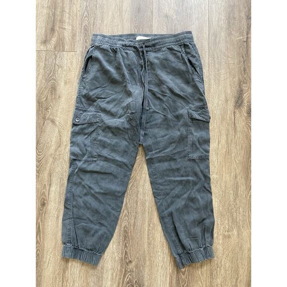 Cloth & Stone womens small pull on cargo joggers black casual travel drawstring - Picture 1 of 5